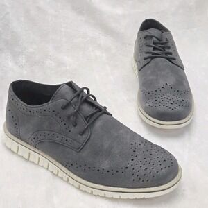 Steve Madden Women's Loafer Sz 6 Preppy Gray PU Leather Lace Up Oxford Shoes‎